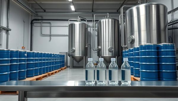 Stainless steel vessels and glass flasks of clear solvent